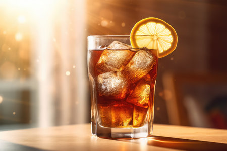 Cuba libre cocktail with rum, cola and ice cubesの素材