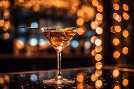 cocktail in the bar on the background of a beautiful bokehの素材