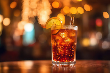 cocktail in the bar on the background of the night club.の素材