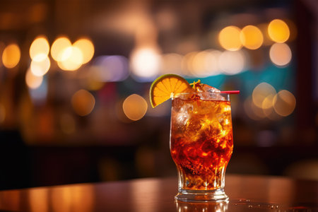 cocktail in the bar on the background of the night club.の素材