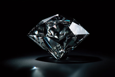 diamond on black background, closeup of photo with shallow depth of fieldの素材