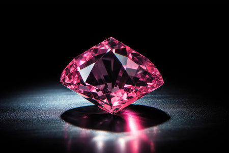 Brilliant ruby gemstone on a black background. Close up.の素材