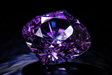 Purple sapphire on a black background, close-upの素材
