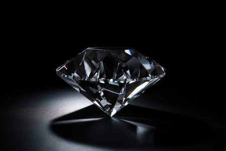 diamond on black background, closeup of photo with shallow depth of fieldの素材