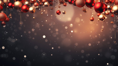 Christmas background with red and silver balls. 3d rendering, 3d illustration.の素材