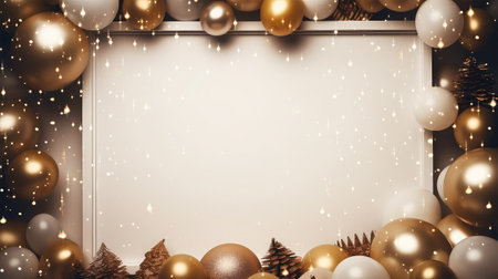Christmas background with white and golden christmas balls and snowflakes. 3D Renderingの素材