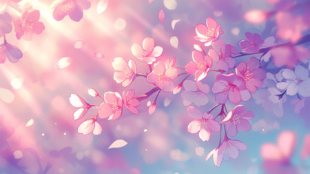 Beautiful sakura cherry blossoms in spring time. Abstract nature background.の素材