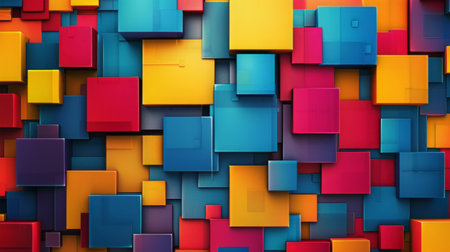 abstract colorful cubes background, 3d render, computer digital imageの素材