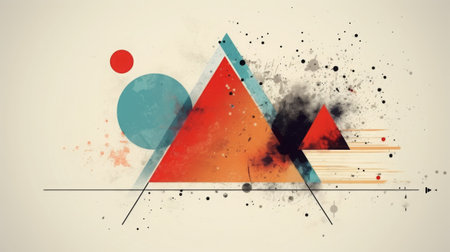 Abstract colorful background with geometric shapes and grunge textures. Vector illustration.の素材