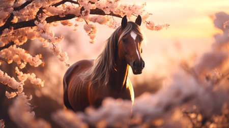 cute animal with flowers on backgroundの素材