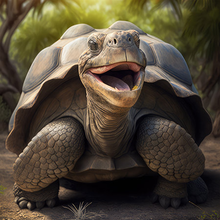 African giant tortoise - 3D render of a giant tortoiseの素材