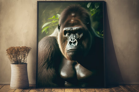 gorilla looking on backgroundの素材