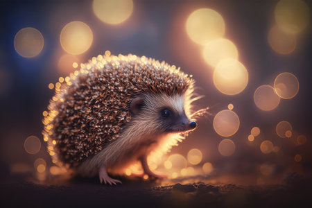 cute hedgehog looking on backgroundの素材
