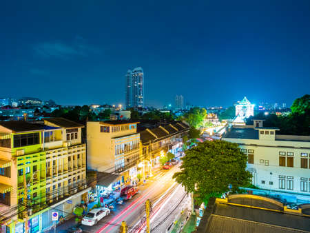 Thailand-July 6, 2015:Thanon Phra Athit at night. Thanon Phra Athit is located in the Phra Nakhon...