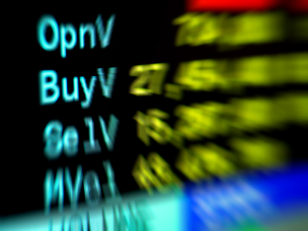 Motion blur picture of stock quotes display