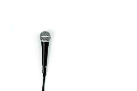 Microphone with cable isolated on white backgroundの写真素材