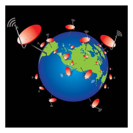 Satellite dish worldのイラスト素材