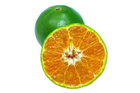 ripe mandarins isolatedの写真素材