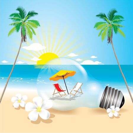 Summer beach in the lampのイラスト素材