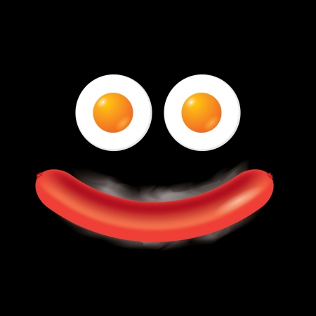 Fried egg and Sausageのイラスト素材