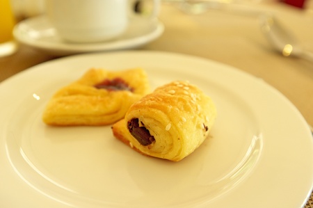 Fresh and tasty buns in hotelの写真素材