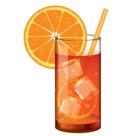 Cocktail with orange juice and ice cubes on white background のイラスト素材