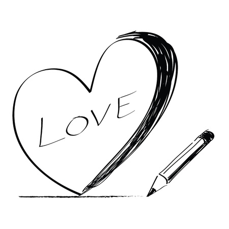 Heart hand drawnのイラスト素材