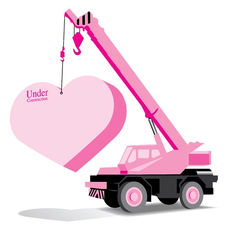 heart and crane under construction (love concept)のイラスト素材