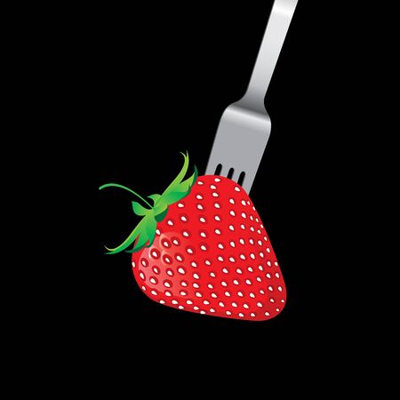 Strawberry with fork vectorのイラスト素材