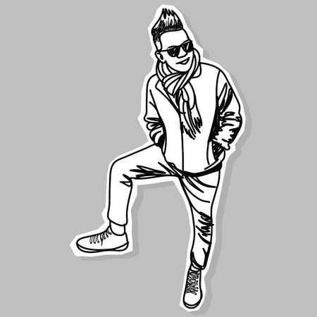 Young Man - Hand Drawnのイラスト素材