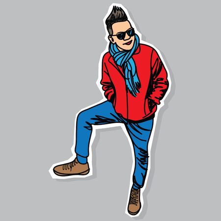 Young Man - Hand Drawnのイラスト素材