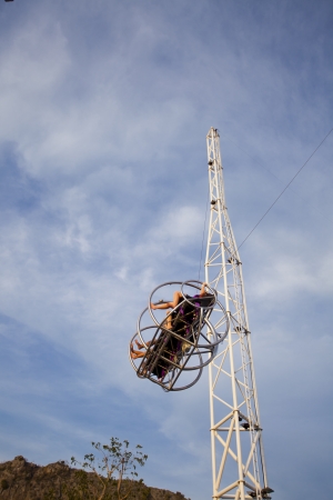 THAILAND CHA-AM PETCHBURI PROVINCE  MAY 05, 2013 : 4 people in capsule are playing のeditorial素材