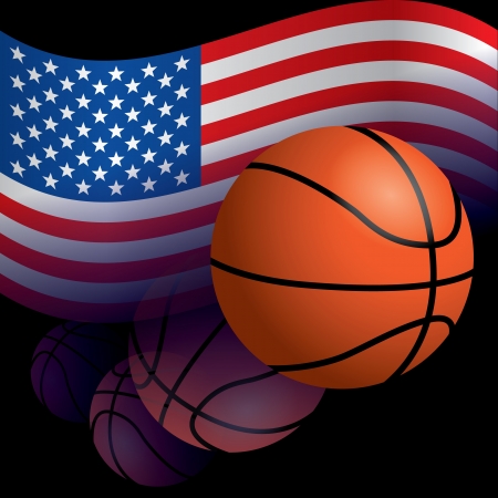 The abstract of Flag of United States with basketballのイラスト素材