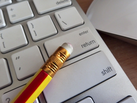 Pencil on keyboard buttons