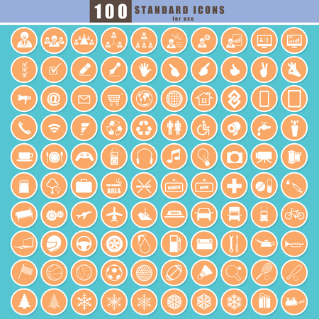 100 Universal Standard Icons vectorのイラスト素材