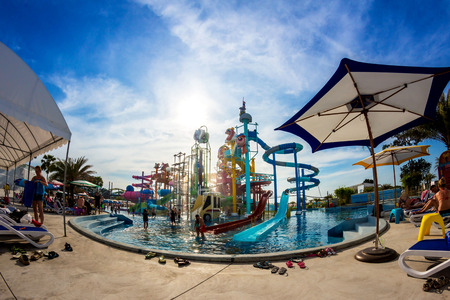 PATTAYA, THAILAND - December 29, 2014: Many traveler have fun in Cartoon Network Amazone Water Park, New Destination of Activity on December 29, 2014 in Pattaya Thailand.のeditorial素材