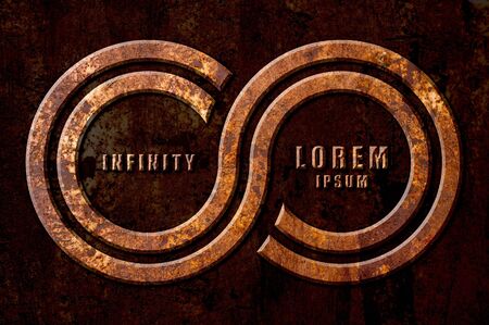 Infinity sign on the metal rust backgroundの写真素材