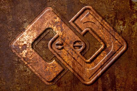 Infinity sign on the metal rust backgroundの写真素材