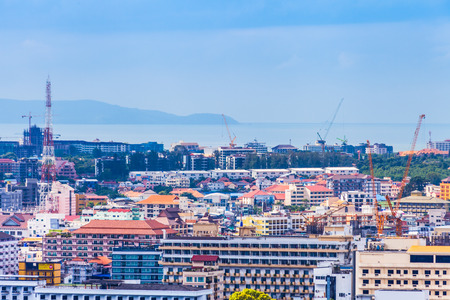 THAILAND, PATTAYA - OCTOBER 26: Top view of Pattaya city, on October 26.2014 in Pattaya, Thailand.のeditorial素材