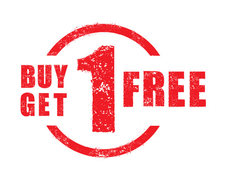 Buy 1 get 1 free rubber stamp, vectorのイラスト素材