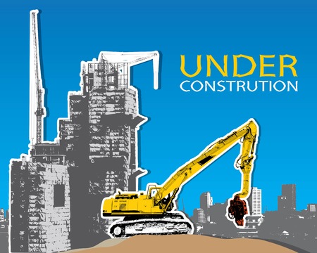 building and tractor under construction industry designのイラスト素材