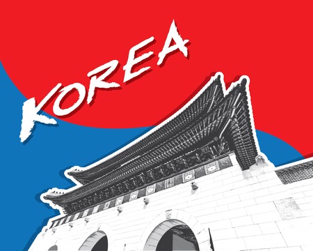 Gyeongbokgung Palace in Seoul, South Korea, vectorのイラスト素材