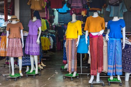 Colorful of thai fabric style in the market, Thailandのeditorial素材