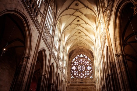 PRAGUE, CZECH REPUBLIC - MARCH 5, 2016: Beautiful Interior of Saint Vitus Cathedral within the Prague Castle, Czech Republic. on March 5, 2016のeditorial素材