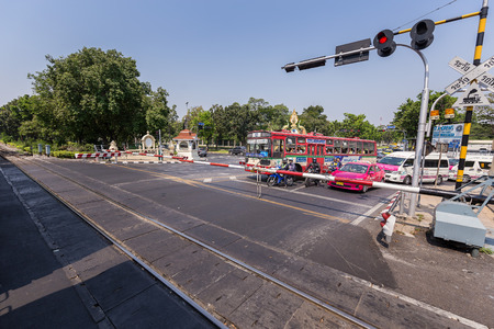 BANGKOK, THAILAND - April 11, 2015 : Wayside view from train going to Hua Lamphong railway station on April 11, 2015 Bangkok Thailand.のeditorial素材