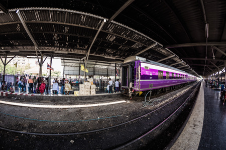 BANGKOK, THAILAND - April 11, 2015 : Fisheye view, Hua Lamphong railway station on April 11, 2015 Bangkok Thailand.のeditorial素材