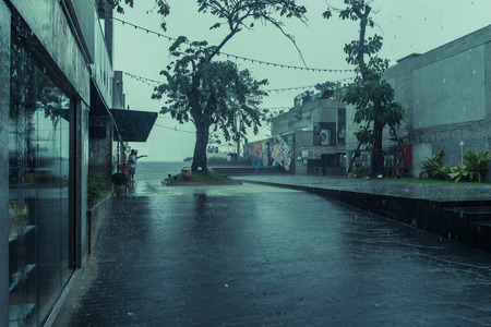 HUA HIN, THAILAND - MAY 28, 2017: Seenspace Huahin is a life style community mall in front the sea in rainy day at Hua hin Thailand.のeditorial素材