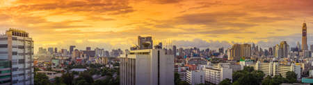 Bangkok, Thailand - July 8: Panorama Cityscape of Bangkok in the morning. on July 8, 2017 in Bangkok, Thailand.のeditorial素材