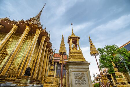 Bangkok, Thailand - April 17: Wat Phra Kaew Grand Palace Bangkok on rainy day. on April 17, 2018 in Bangkok, Thailand.のeditorial素材