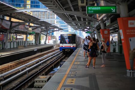 Bangkok -Thailand Oct 20 2018: BTS Sky train at Nana station in day time.のeditorial素材
